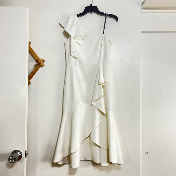 Vince Camuto One Shoulder Ruffle High Low Cocktail Dress - Picture 3 of 11